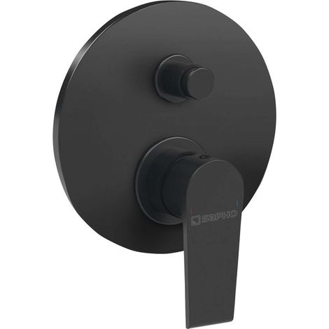 Sapho Kai - Grifo empotrado de ducha con cuerpo de montaje, 2 salidas, negro mate KA42/15