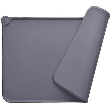 Hundenapf-Unterlage, FDA-konforme Silikon-Katzenfuttermatte, wasserdicht und rutschfest, grau, 47 x 30 cm (1/5)