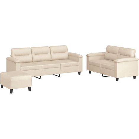 Ensemble de Canapé Sofas 3 pcs avec coussins beige tissu microfibre (1/5)