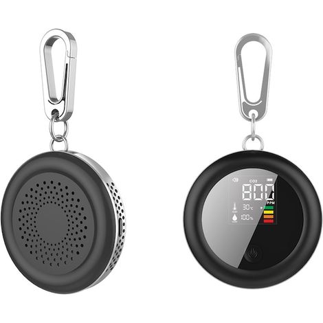 Capteur de qualité d'air 3-en-1, analyseur portable intelligent, noir, batterie 1000mAh, plage 400-5000ppm (1/2)