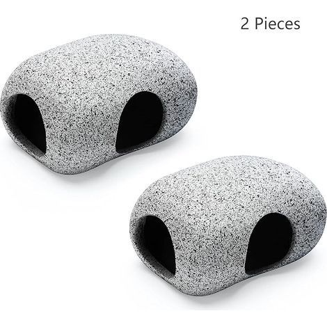 2Pieces Aquarium Hideaway Rocks pour les animaux aquatiques à se reproduire, jouer et se reposer, ornements d'aquarium sûrs et non toxiques, roches décoratives en céramique pour Betta (1/5)