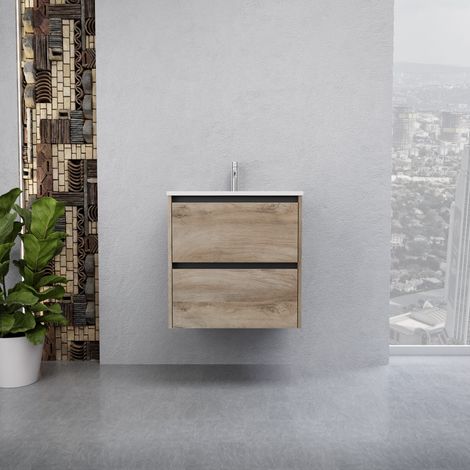 Inda - Mobile bagno L.60 con lavabo lucido / Rovere naturale 2