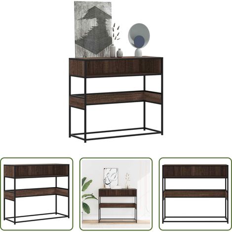 Rangement salon - Table console chêne marron 90x35x80 cm bois d'ingénierie (1/5)