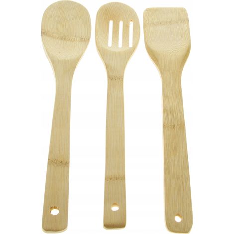 USTENSILES DE CUISINE EN BAMBOU CUILLÈRES SPATULE 3 pièces