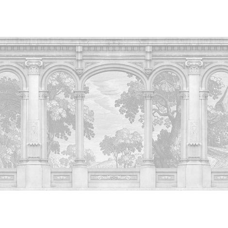 Papier peint panoramique gris architecture antique Tapisserie panoramique grise cair style antique Papier peint panoramique idéal salon (1/2)