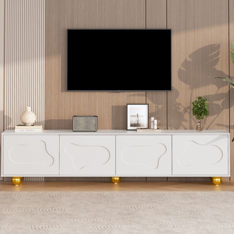Meuble tv 180x40x45 cm design original, 2 caissons, 5 pieds, charge 60 kg, meuble bas pour écran jusqu’à 75 pouces (1/5)