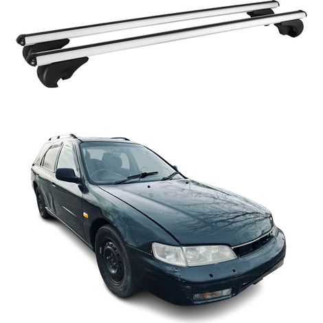 OMAC Aluminium Dachträger Querträger für Honda Accord mk5 Kombi 1994-1998 – TÜV / DIN 75302:2019 – Abschließbar – Max. 75 kg – 2 Stangen Silber (1/5)