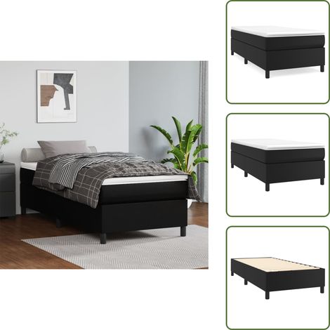 The Living Store Giroletto a Molle con Materasso Nero 90x190 cm in Similpelle - Materasso a molle