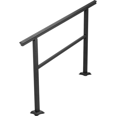 Rambarde d'escalier extérieur 48 x 35,5 pouces, réglable de 0 à 45 degrés, en aluminium noir, pour escaliers à barreaux croisés. (1/5)