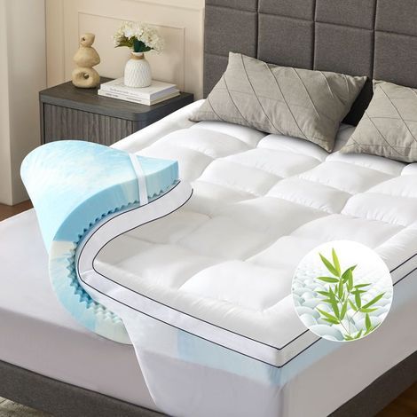 Niceluck Niceplus Surmatelas Mémoire de Forme 180x200 cm, 7 cm d'épaisseur, pour lit boxspring, ergonomique, respirant, housse lavable