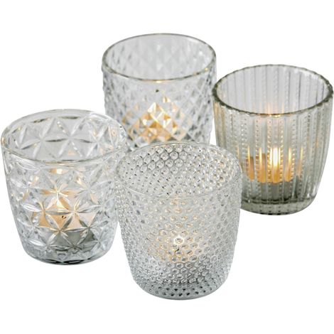 Boltze Windlicht Set Marilu 4-teilig (Transparent, Gläser für Kerzen) 1014419