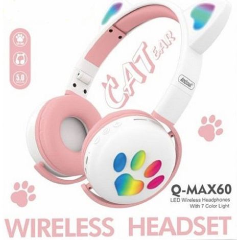 Casque Led Sans Fil Avec Oreilles De Chat Avec 7 Couleurs De Lumière Bluetooth Q-max60 (1/5)