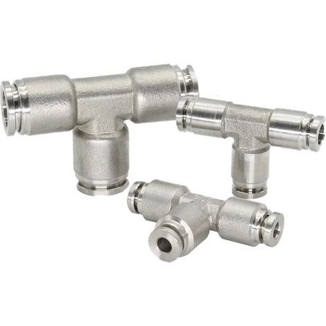Raccord de tuyau d'air pneumatique en acier inoxydable 304 (PE-6MM) - Raccord rapide en métal de haute qualité pour haute pression et haute température (1/5)
