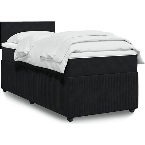 Boxspringbett mit Matratze Schwarz 90x200 cm Samt