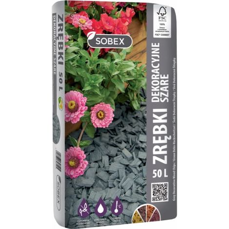 Copeaux de bois décoratifs gris 50L – Drainage efficace – Isolation thermique – Substitut d'écorce de conifère – 100% bois tendre naturel