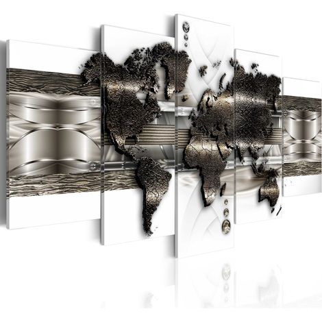 Quadro - Mappa di mondo di metallo II - 200x100 (1/4)