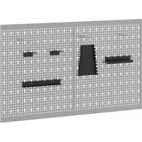 Panel de Herramientas 2 uds. Gris 100 x 1 x 60 cm Acero vidaXL