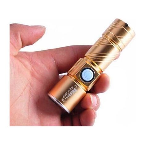 FENOPLASTICAMini torche USB en alliage d'aluminium (or), torche LED à lumière forte, rechargeable (1/5)