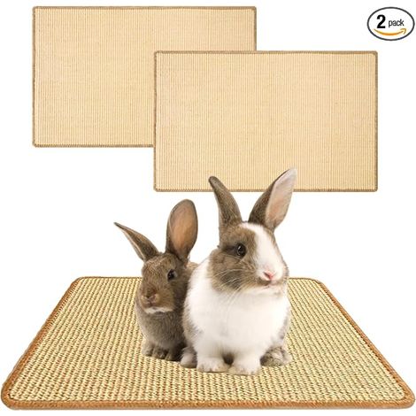 Set of Rabbit Scratching Mats 60 x 40 cm Claw and Teeth Care Mat for Rabbit Cage Sisal Mat for Rodents Litter Mat Rodents Chew Toys for Hamsters Guinea Pig (1/3)