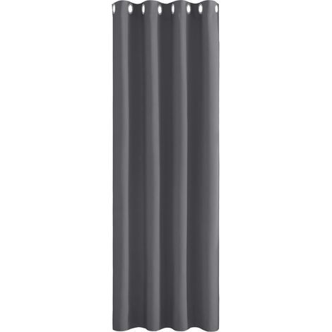 Rideau Occultant - Rideau Thermique Isolant Anti Froid Rideaux à Oeillets Décoration Chambre Fenetre, Bloquer Lumineux & Prêt à Poser, L 132 x H 160 cm, Gris, 1 Panneau (1/5)