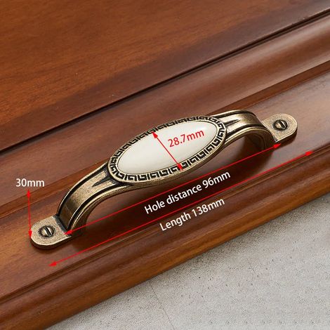 (Ensemble de 2 pièces) Poignées de meuble en céramique blanche bronze antique, boutons de tiroir en alliage de zinc, accessoires de mobilier européens