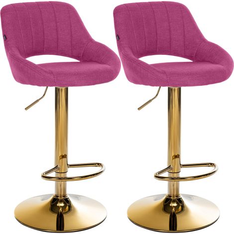 Lot de 2 tabourets de bar Milet en tissu Violet métal or