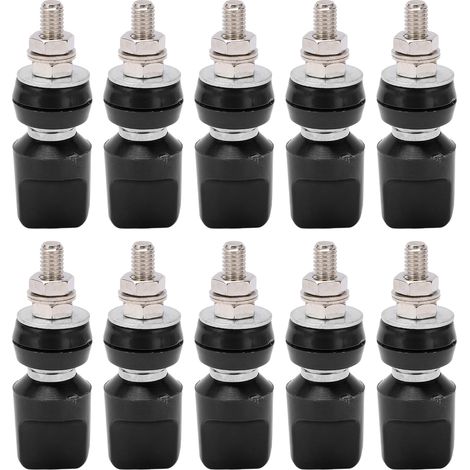 Bornes de connexion J.50019 M6 100A en laiton nickelé, prises bananes 4mm noires, connecteurs de borne de courant pour usage électrique. (1/5)