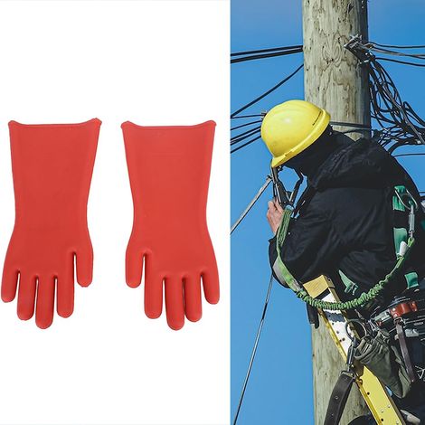 Gants Isolants , Gants en Caoutchouc Haute Tension 12KV pour électricien de Classe 00 , Gants Isolés électriques de 1 ,8 Mm D'épaisseur , pour les Travailleurs de Ligne , les (1/5)