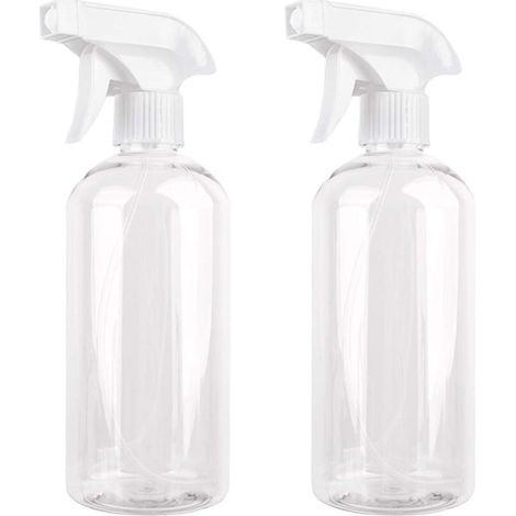 MINKUROW 2er-Pack Sprühpumpe, leere Plastikflasche, Behälter für Pflanzen, Haare, Reinigung, Gartenarbeit – transparent, 500 ml