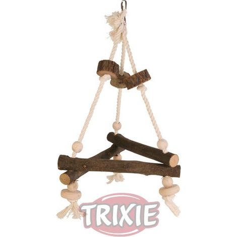 Swing on a rope, bark wood, 27 × 27 × 27 cm