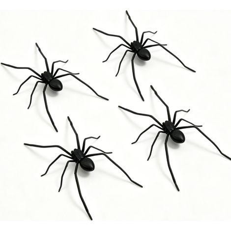 Lot de 4 aimants araignées 3D détachables et réalistes pour réfrigérateur, voiture ou garage (noir). (1/5)