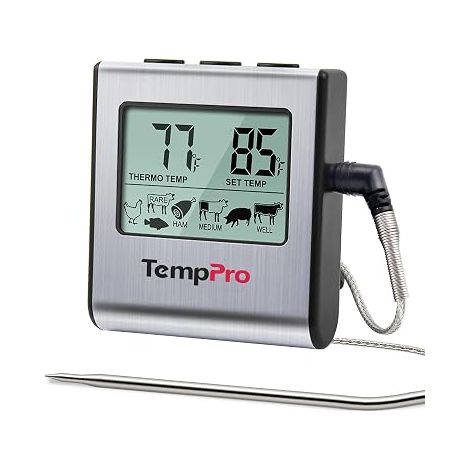 Filiyano-Thermomètre de cuisson numérique à écran LCD TempPro TempTrack Thermomètre de cuisine avec minuteur et horloge, sonde de température en acier (1/5)