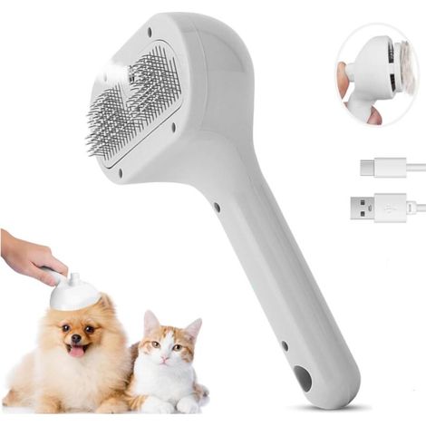 Brosse à vapeur pour chats et chiens Brosse de toilettage pour animaux domestiques avec pulvérisation, élimine les poils statiques et volants