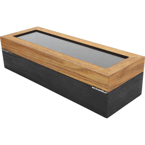 Boîte à montres en bois massif à six compartiments, servant à la fois de présentoir et de boîte de rangement un organisateur simple, classique et rétro. (1/5)