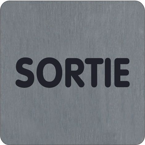 Plaque de porte Sortie (texte) - Aluminium brosse 100x100mm - 4384252