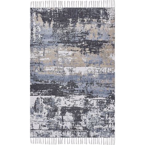 Tapis Motif Abstrait avec Pompons 140x200 cm Multicolore Konakli (1/5)