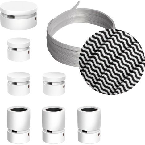 Sistema Filé Linear Kit - con cavo di 5 m per catenaria e 7 componenti in legno verniciato bianco per interni