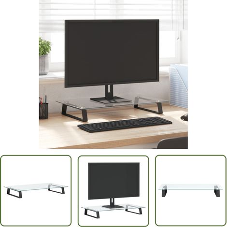 The Living Store Monitorständer Schwarz 60x35x8 cm Hartglas und Metall - Monitorständer - Computerständer - Laptopständer - Bürobedarf - Ergonomie (1/5)