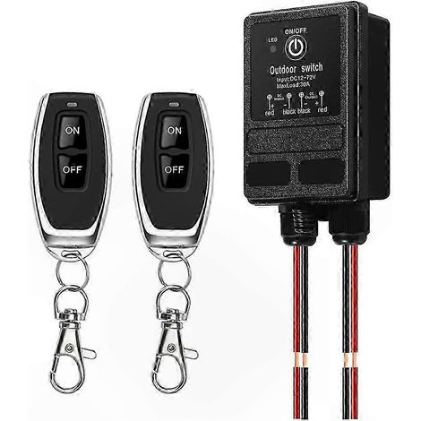 Relais sans fil 12 V CC avec télécommande de 100 m pour alarmes antivol, compatible avec les systèmes 24 V/48 V/72 V 30 A (1/5)