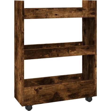 Maison Exclusive - Carrello Stretto a 3 Livelli Rovere Fumo in Truciolato