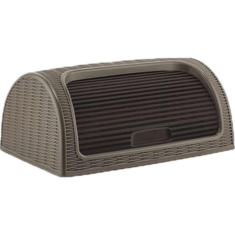 Portapane in plastica contenitore rattan con apertura a scomparsa per cucina cas - colorigenerali: tortora (1/3)