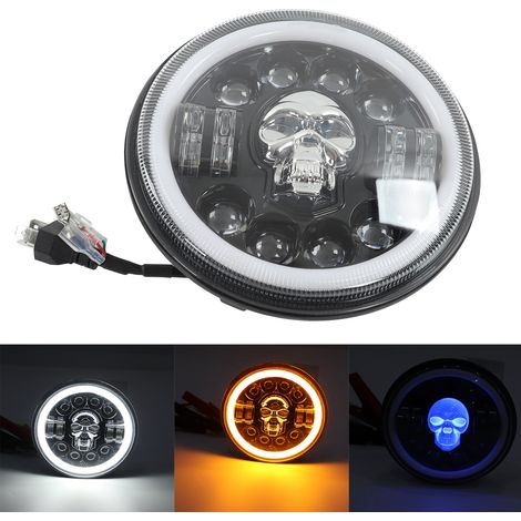 Universeller 7-Zoll-LED-Scheinwerfer für Motorräder im Totenkopf-Design. (1/5)