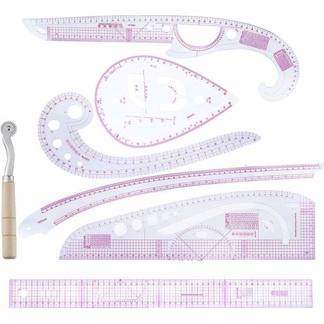 Règle de découpe, règle courbe, roulette à dessin, combinaison de règles pour patchwork, règle pour la création de patrons DIY, règle courbe, idéale pour le dessin (1/5)