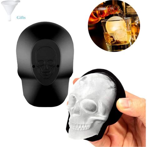 Moule à Glaçons en Forme de Crâne Squelette 3D avec Entonnoirs - Moule Silicone Crâne (1/5)