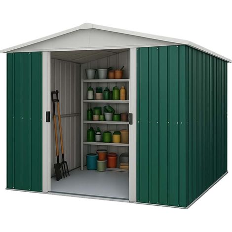Abri de jardin métal vert Yardmaster 4,68 m² + kit d'ancrage (1/7)