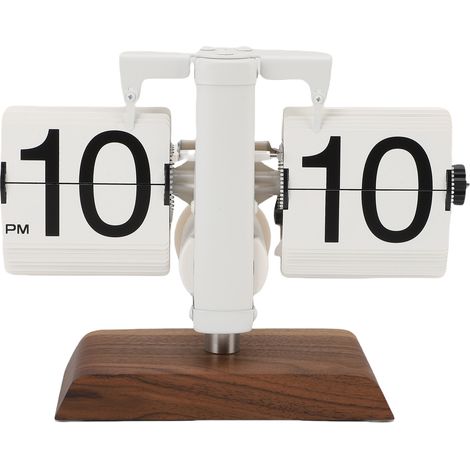 Reloj de Sobremesa Mecánico Retro, Acero Inoxidable y Nogal, Silencioso con Números Grandes – Ideal para Salón y Oficina (1/5)