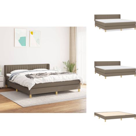 Boxspringbett mit Matratze Taupe 180x200 cm Stoff - Boxspringbett - Doppelbett - Bettenrahmen - Lattenrost - Matratze (1/5)