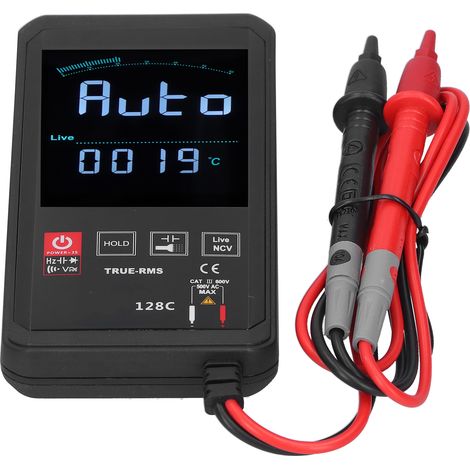 Multimètre intelligent HY128C à écran tactile, affichage numérique multiple de fréquence et de température, noir