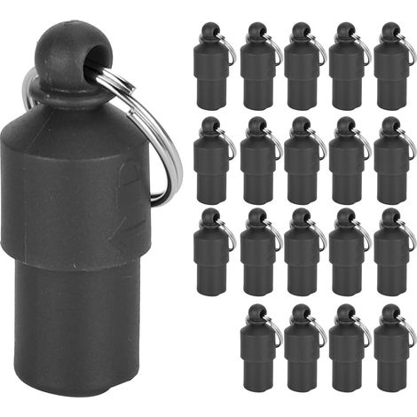 Lot de 20 étiquettes anti-perte pour animaux de compagnie (chien/chat) avec nom et adresse, à ranger dans un tube en forme de collier (noir) (1/5)