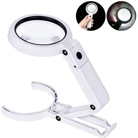 Lámpara de aumento con iluminación LED，Lupa: 5X/11X，Lámpara de escritorio，Lámpara de mesa con lupa，8 LED，Lente con un diámetro de 75 mm (1/5)